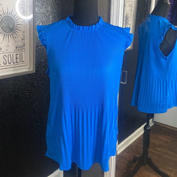 Adrianna Papell Tops - Blue Adrianna Papell Ruffled Sleeveless Blouse